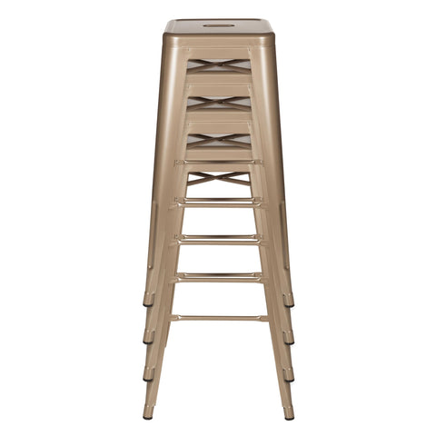 hjh OFFICE Barstool bistro stool VANTAGGIO HIGH metal stackable sturdy bistro stool metallic gold