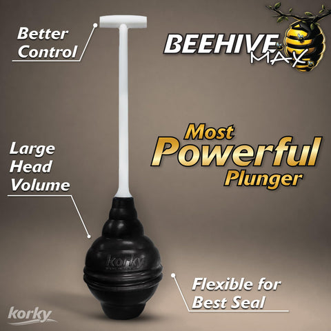 Korky 96-4AM BeehiveMAX Toilet Plunger, Black