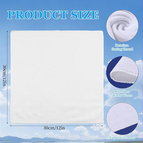 Malloom 20 Pack Sublimation Blank Towels Set, White Microfibre Dish Cloths for Heat Press Printing, Multi-Purpose Custom DIY Photo Gifts for Kitchen