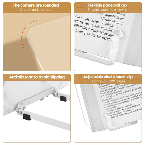 Acrykli Book Stand for Reading, MSDADA Adjustable Book Holder, Foldable Recipe Cook Book Stand for Kitchen