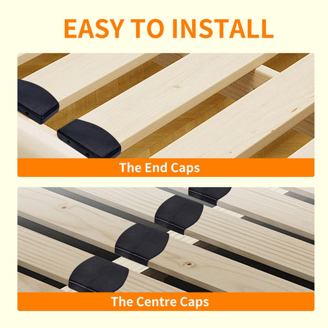36 Pcs Bed Slat Holders Kit - Plastic Bed Slat Caps & Centre Caps - Side Slat Brackets (55mm x 9mm Inside)