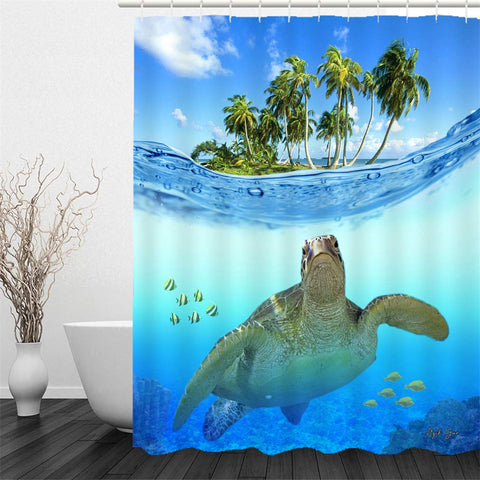 X-Labor Beach Motif Shower Curtain Waterproof Fabric Anti-Mould Includes 12 Shower Curtain Rings Washable Bath Curtain 180 x 200 cm Pattern A