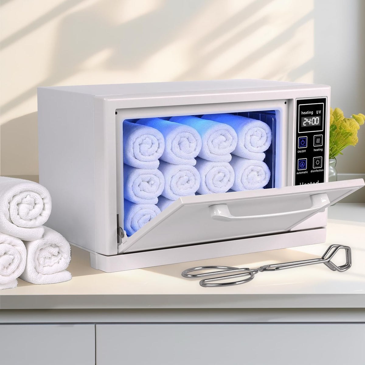 HomdMarket 5.5L Hot Towel Warmer Cabinet with UV Light Function - White