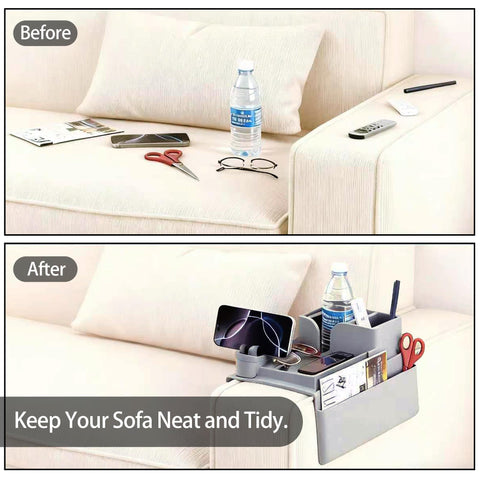 A1DIEE Couch Arm Cup Holder Silicone Sofa Armrest Tray with 5 Side Pockets