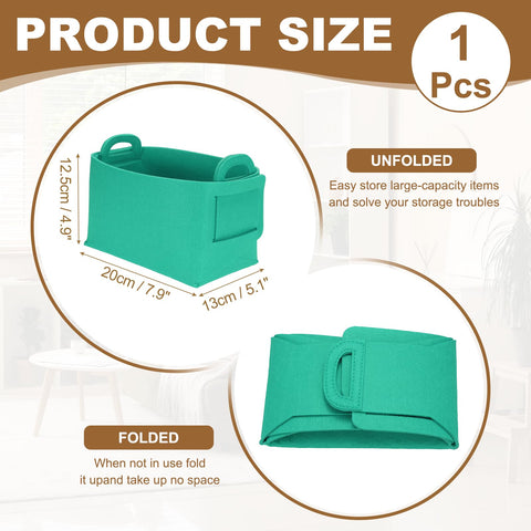 sourcing map Felt Storage Bin, 18 x 13 x 11cm Foldable Organizer Basket with Handles