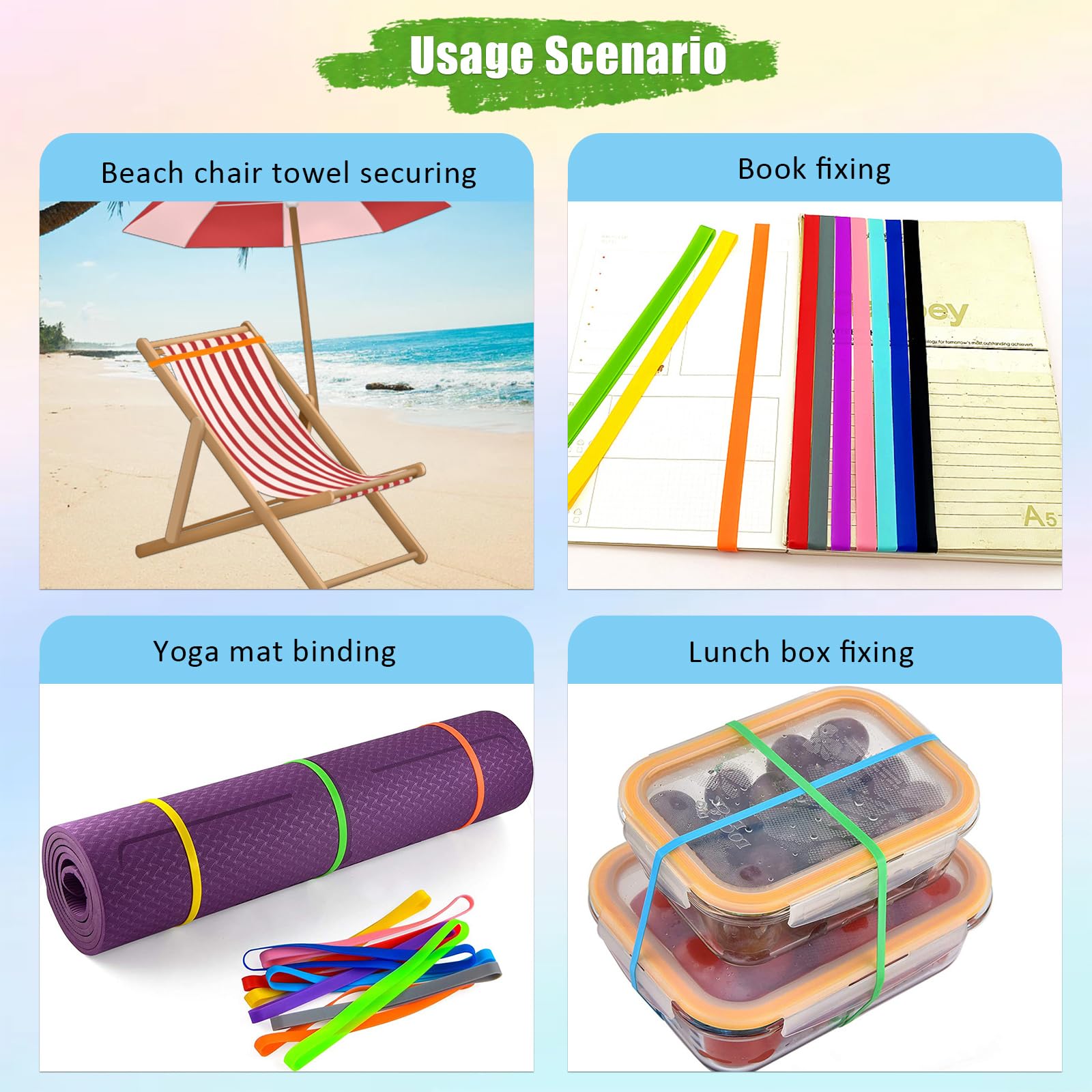 Sicheii 6Pcs Towel Bands, Windproof Silicone Towel Bands for Beach Chairs Cruise, Elastic Towel Clips Holder