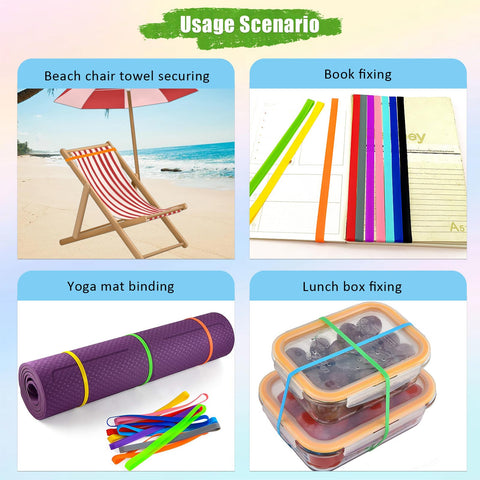 Sicheii 6Pcs Towel Bands, Windproof Silicone Towel Bands for Beach Chairs Cruise, Elastic Towel Clips Holder