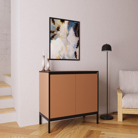 Wooden Shoe Rack Cabinet-80 cm Multipurpose Cupboard and Sideboard with 2 Closed Shelves, Modern Shoe Storage Cabinet with Elegant