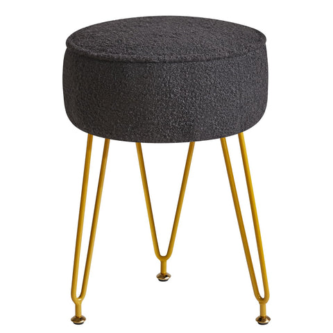 IBUYKE Makeup Vanity Stool Chair, Teddy Velvet Footrest, Black WBD009B