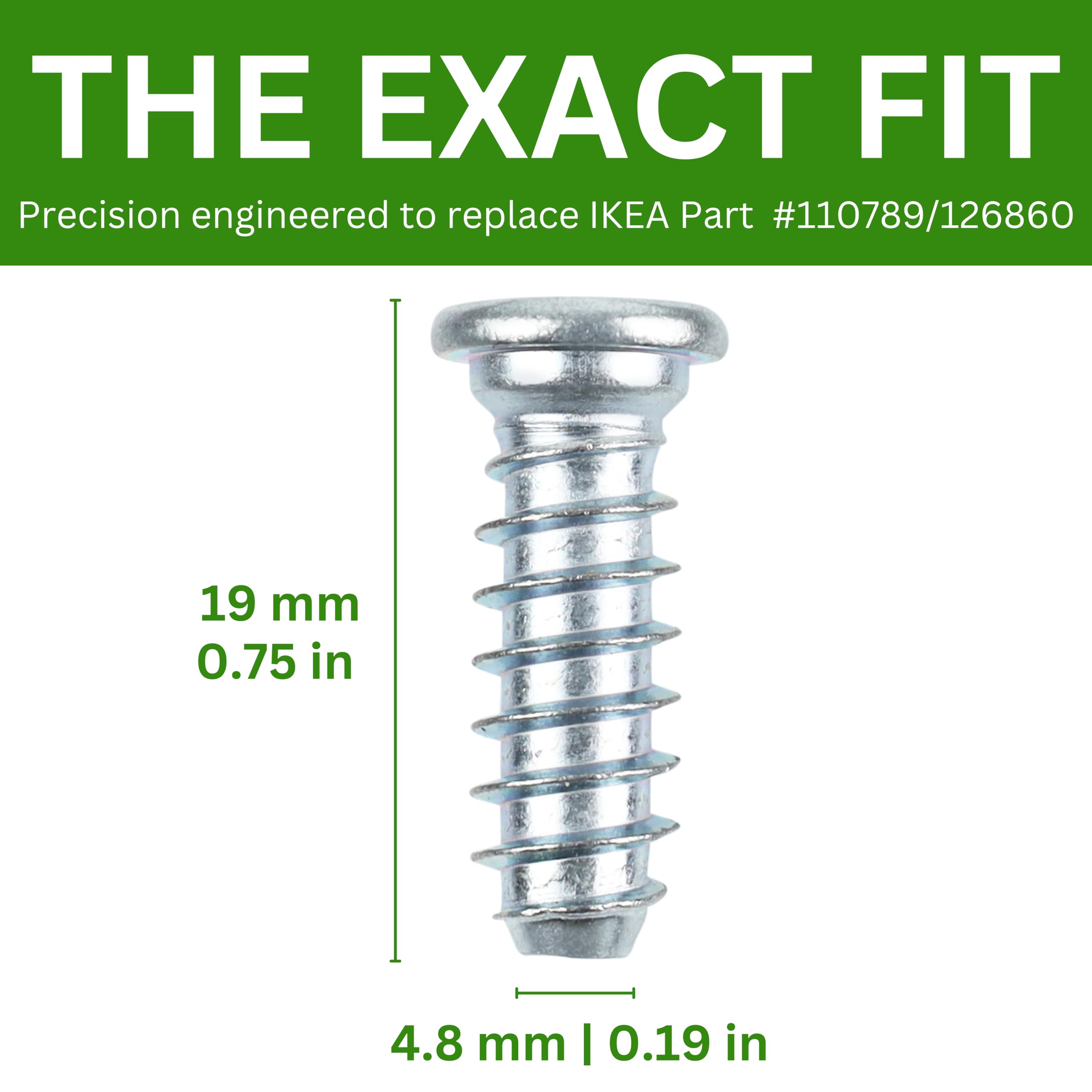 Spare Hardware Parts Bed Frame Screw (Replacement for IKEA Part #110789/126860) (Pack of 10)