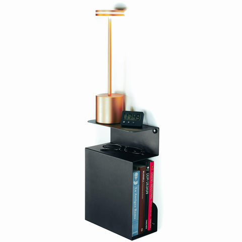 etterr Bedside Cabinet | Steel Bed Side Table | Black Floating Narrow Table | Made in Europe