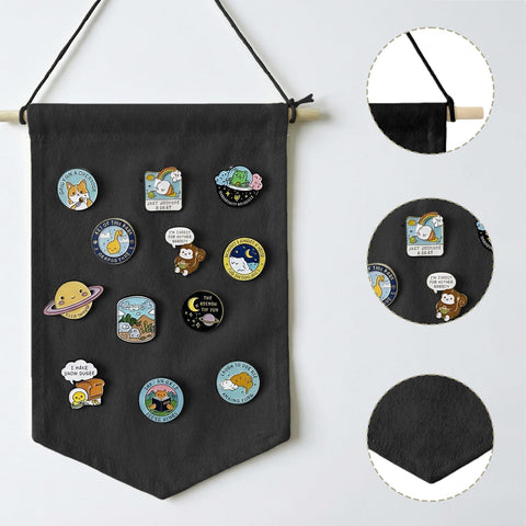 GAZIL Pin Badge Display Organizer, Canvas Brooch Holder Banner for Pin Badges, Rosette & Enamel Pin Storage Case