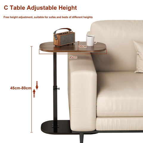 liameya Adjustable Height C Shaped Side Table, 360°Swivel Laptop Tv Tray Desk for Couch and Bedside