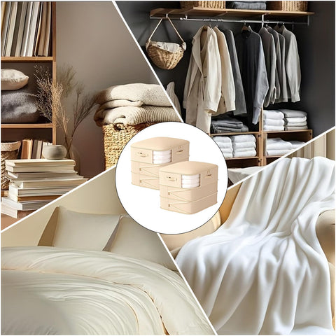 2Pack Compression Comforter Space Saving Bag - 136L Each 3 Layer Moistureproof Storage Bags with Dual Zips Washable Polyester Mouldproof Organiser