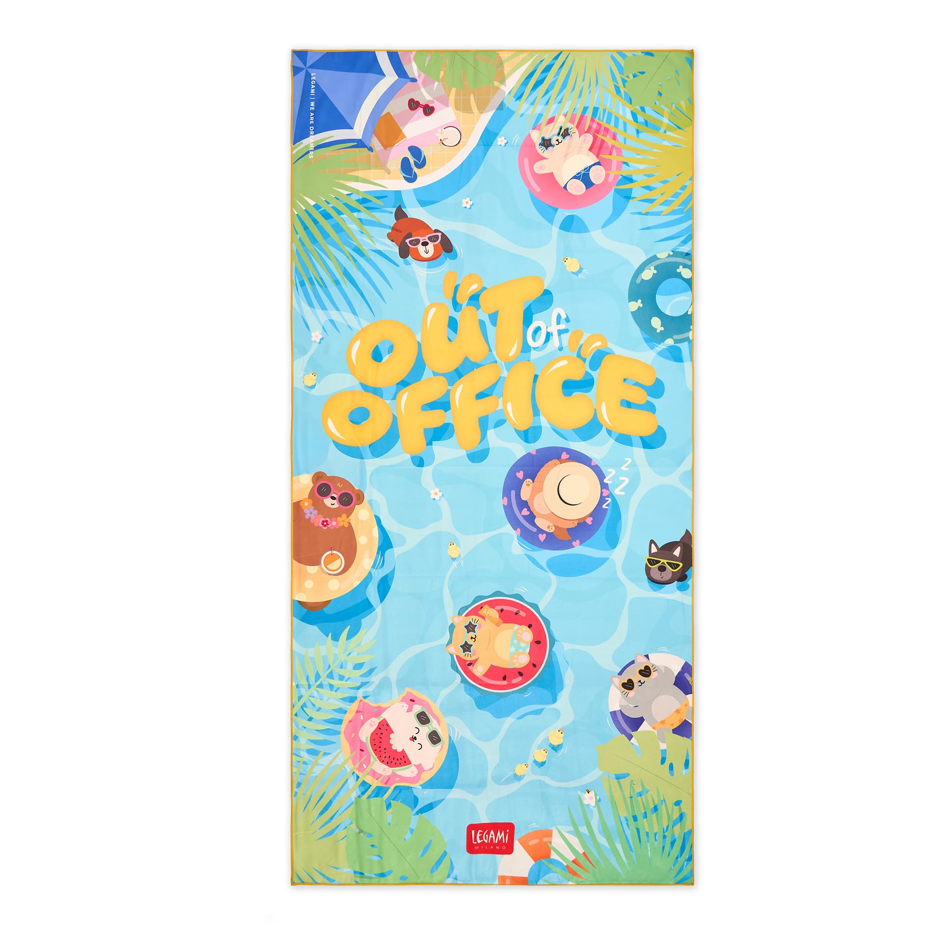 Legami - Lightweight Beach Towel, Microfibre Beach Towel, Compact Beach Towel, Sandproof, Quick Drying, Ultra Absorbent, Space Saving Towel