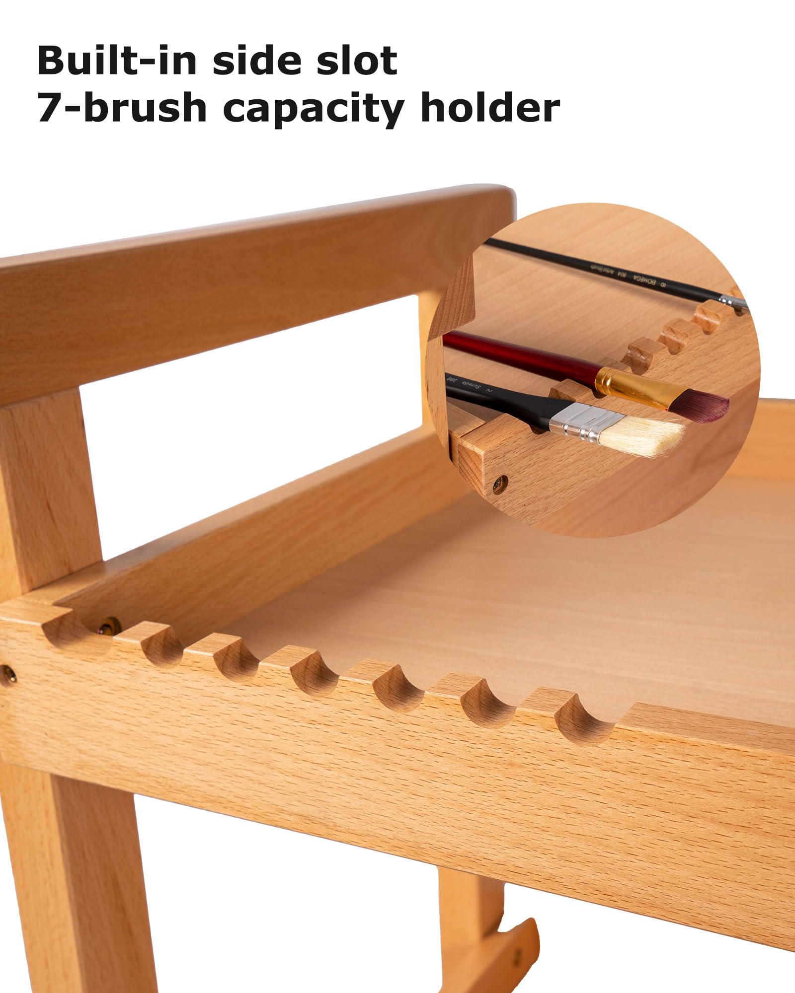 DJAR Rolling Art Cart, Solid Beech Wood Utility Cart with Caster Wheels, for Adults, Artists (Natural, Basic)