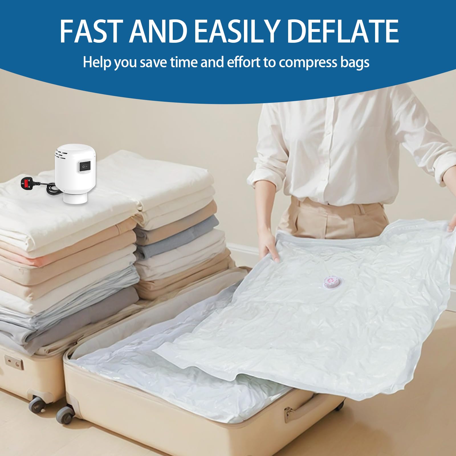 LKV Vacuum Storage Bags with Electric Pump for travel, Space Saver Bags