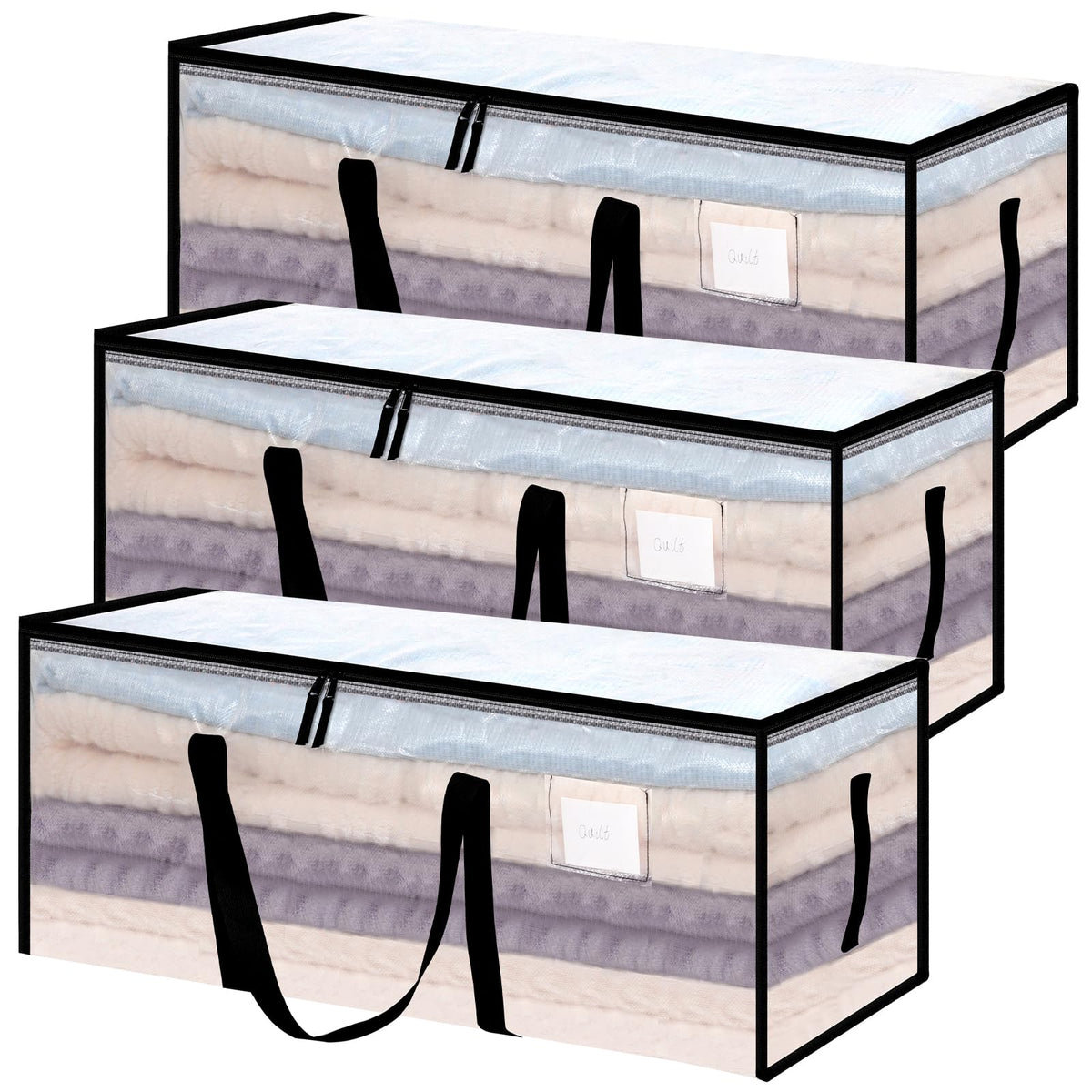 Yafe 3 Pack Large Clothes Storage Boxes with Lids, 120L Moving Bags