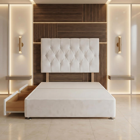 Bed Centre Ziggy Plush Small Single Divan Base 30" Headboard, White, 0 Draw