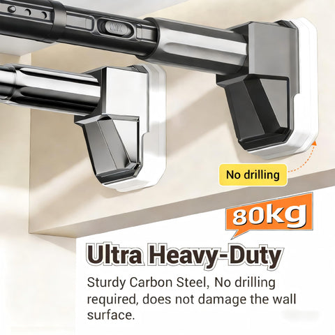 Heavy Duty Tension Pole, Extendable Curtain Rod No Drill - Telescopic Adjustable Rods for Window or Door, 70cm- 120cm