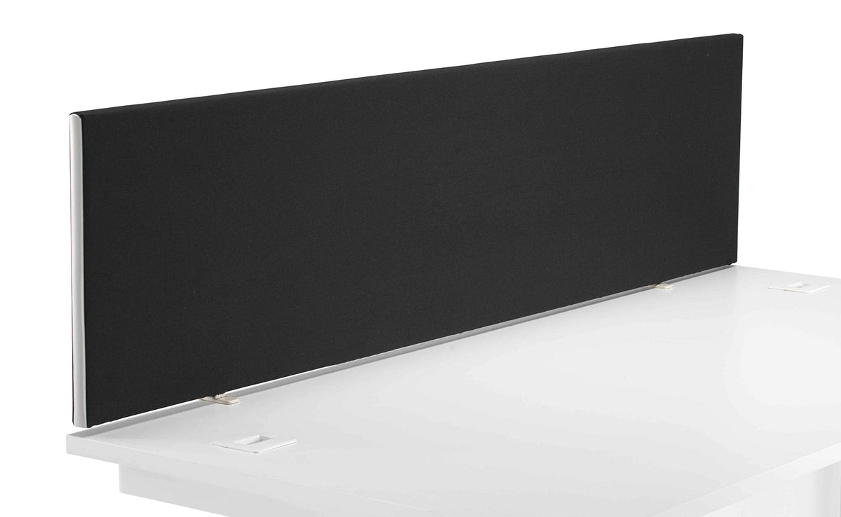 Office Hippo Upholstered Desktop Office Screen, G-Clamp Included, Fire-Retardant, Black, 180 x 3 x 40 cm