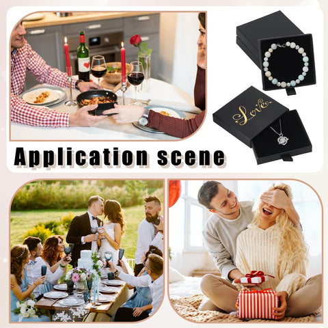 NBEADS 24Pcs Cardboard Jewelry Packaging Boxes, 8.1x7.6x1.8cm Square Jewelry Packaging Box with Lid and Sponge Inside for Ring Necklaces Bracelets