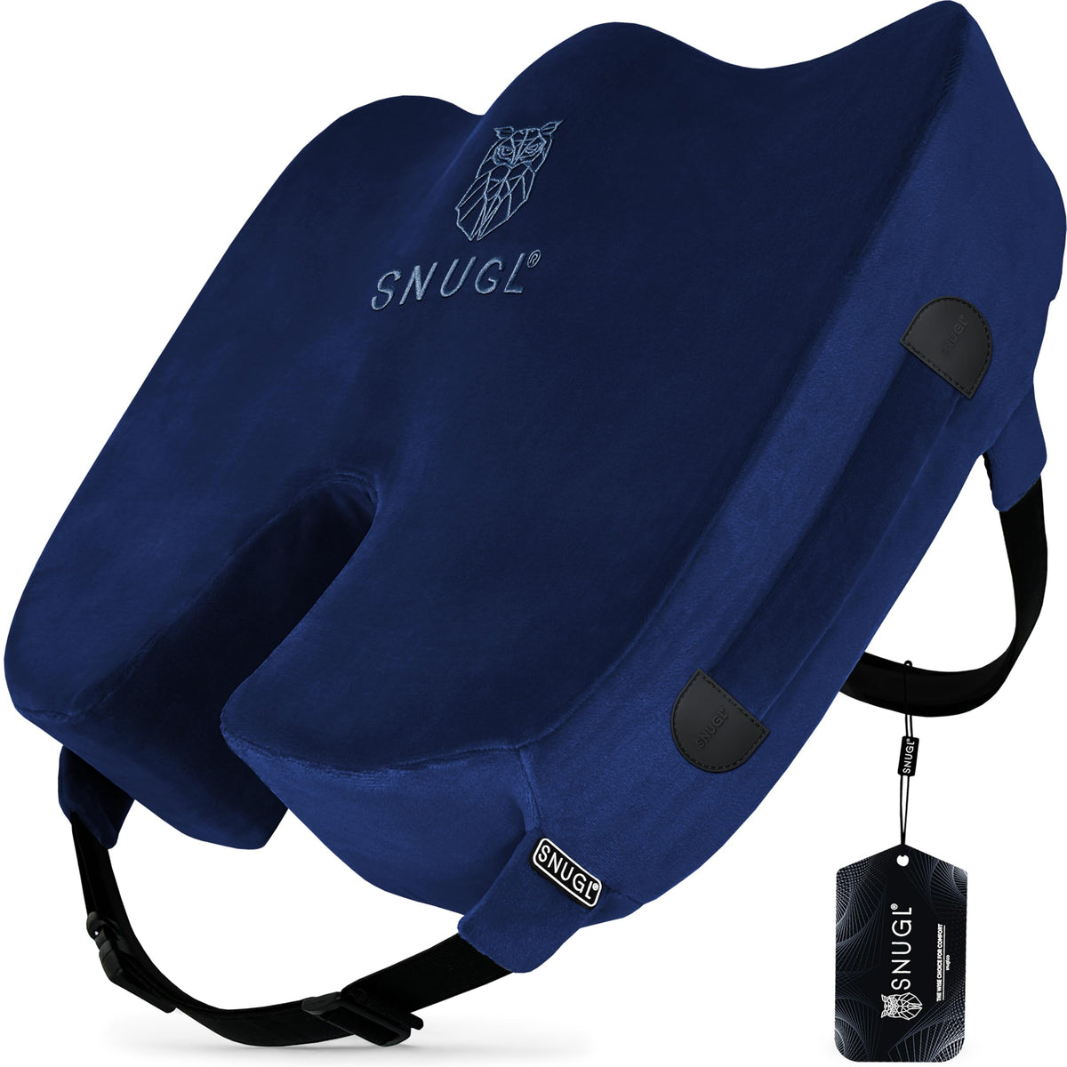 SNUGL Coccyx Seat Cushion – Orthopedic Memory Foam Pillow for Desk Chair, Gaming, Wheelchair, Car Seat, Postpartum & Pregnancy, Hemorrhoids Treatment