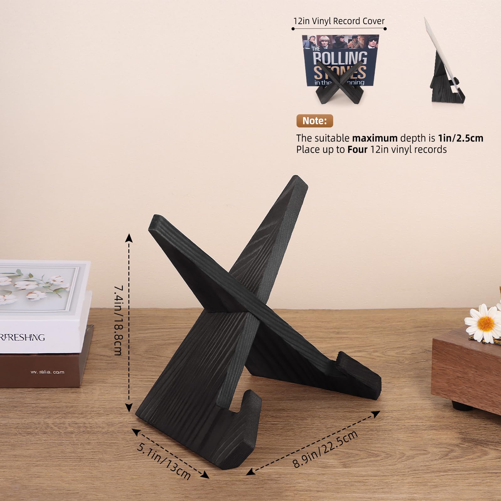 PUERSI Now Playing Vinyl Record Stand, Wooden Display Vinyl Holder Stand