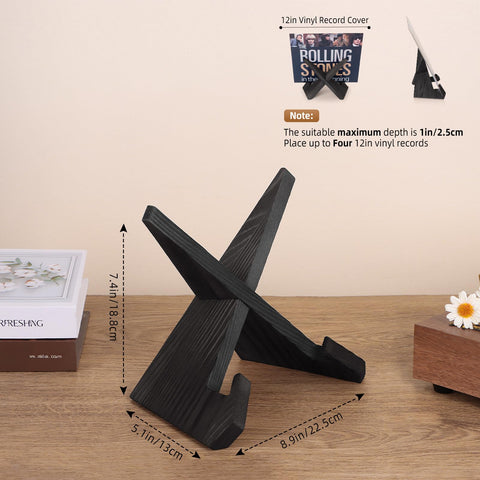 PUERSI Now Playing Vinyl Record Stand, Wooden Display Vinyl Holder Stand