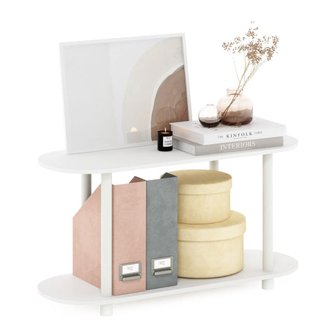 Furinno TURN-N-TUBE Oval Display Shelf, 4-Tier Book Shelf, Oval Storage Shelves, Toolless Open Shelves, Round Tubes, for Organization and Storage