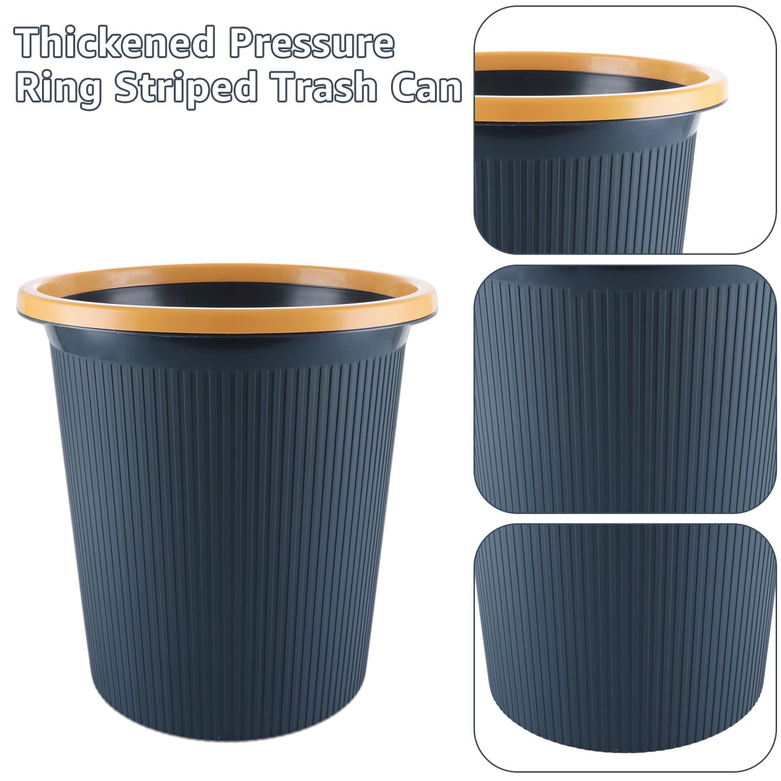 ASelected 16L Plastic Waste Paper Basket, Blue Round Small Trash Can Wastebasket Garbage Paper Bin For Kitchen Home, Bedroom, Bathroom, Cabinet
