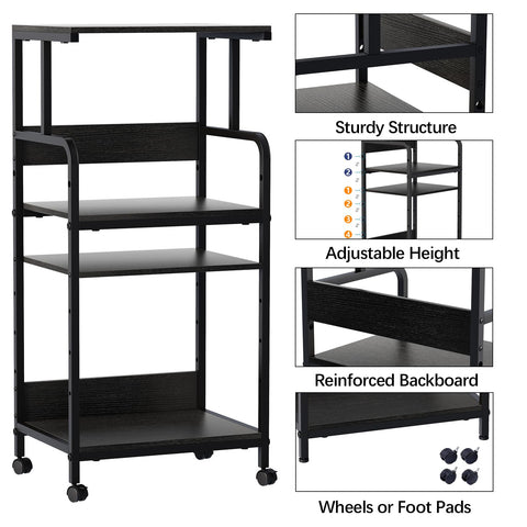4-Tier Printer Stand, Large Printer Table on Wheels, Movable Printer Stand