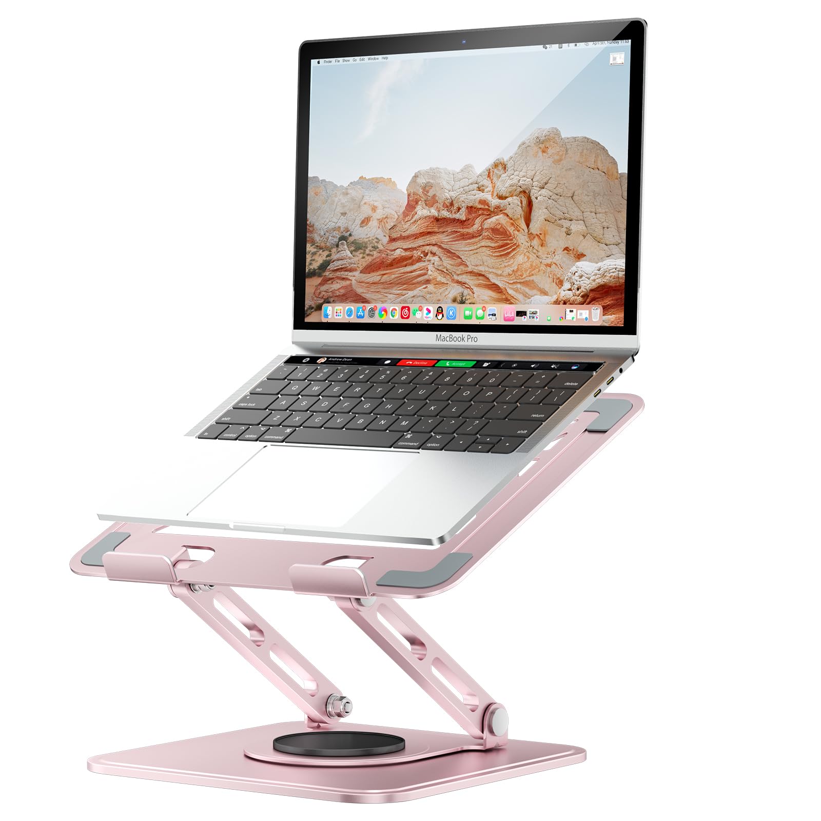 tounee Laptop Stand for Desk, Adjustable Computer Stand Holder with 360° Rotating Base, Ergonomic Laptop Riser Compatible with MacBook Pro Air
