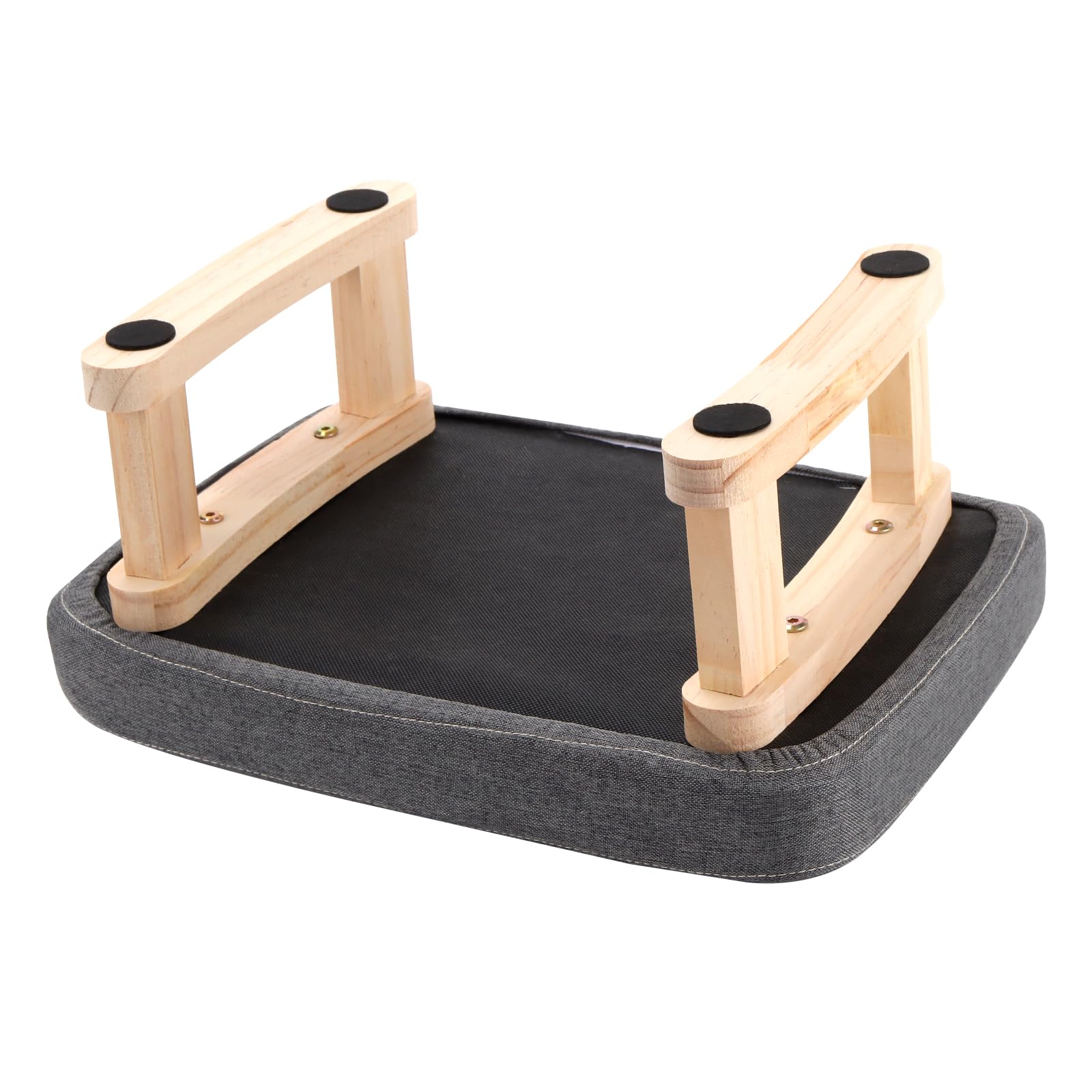 SINJEUN Small Footstool, Ottoman Foot Stool with Wooden Legs and Removable ‌Cotton-Flax Cover, Low Footstool for Living Room, Bedroom, Couch Side