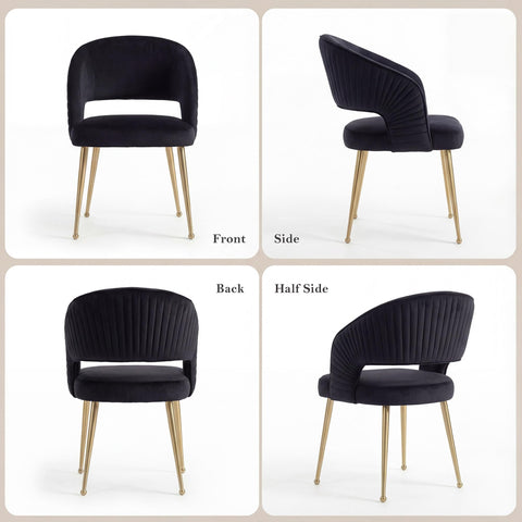 younturn Modern Velvet Upholstered Dining Chairs Set of 2, Comfortable Padded Kitchen Chairs with Armrests