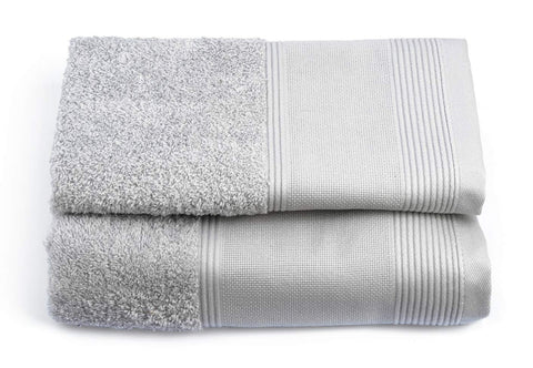 Filet Ago.fil S.r.l. Embroidered Towel Set (1+1) Pair of 100% Cotton, Grey, 60 x 105 – 40 x 60 cm