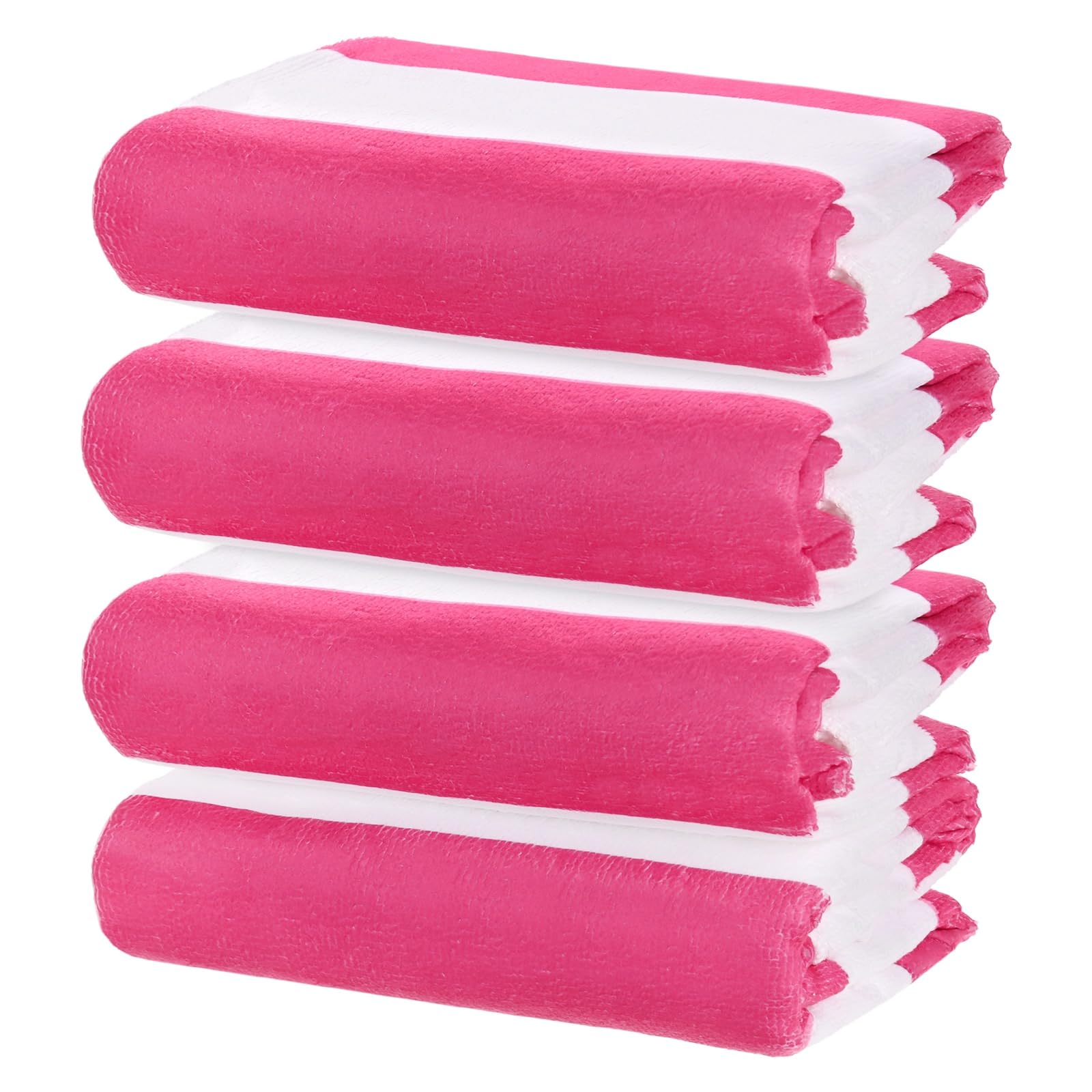M METERXITY 4-Pack Large Stripe Beach Towels 30x60in Rose Red