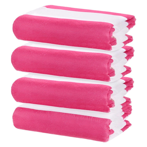 M METERXITY 4-Pack Large Stripe Beach Towels 30x60in Rose Red