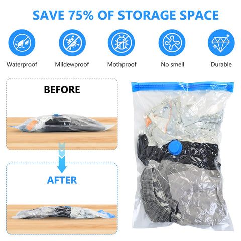 Tenbrachian 8 Pcs Space Saver Bags Vacuum Storage Bags Small Compression Zipper Storage Bags Vacuum Pack Bags for Clothes