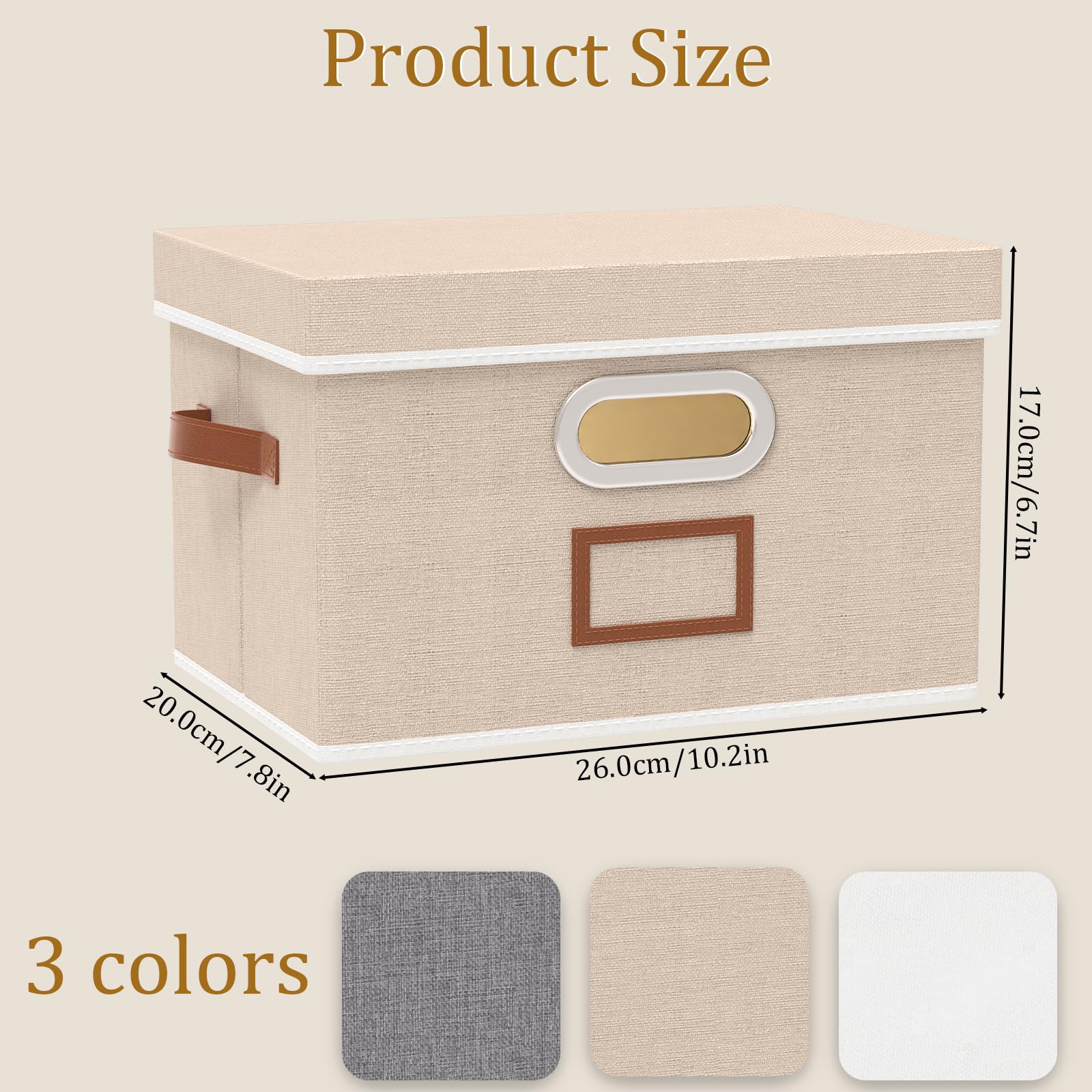 OUTBROS 3 Set Storage Boxes with Lids, Organiser Box 26×20×17cm, Beige
