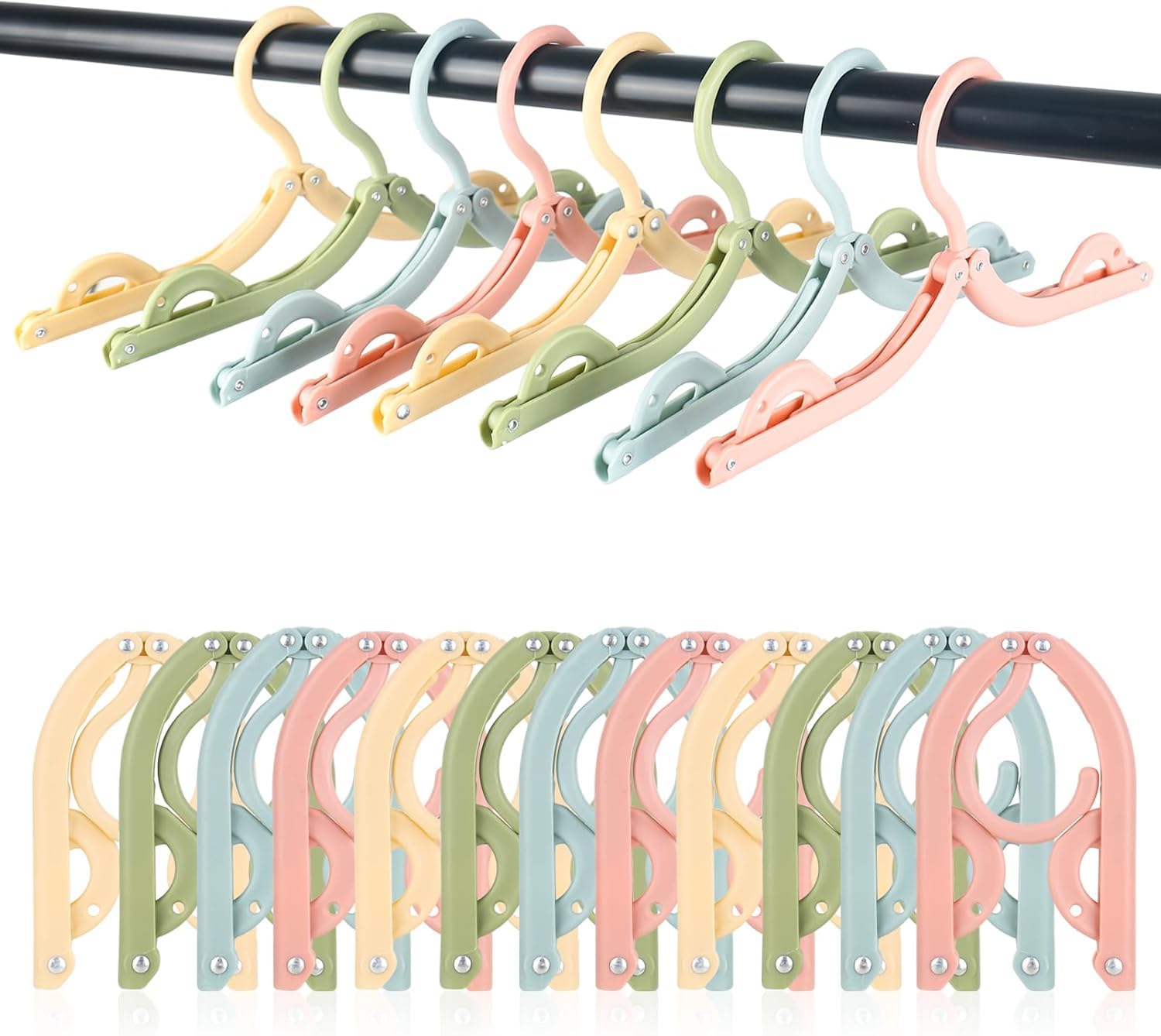 DMJJSD® 20 PCS Travel Hangers Folding Clothes Hangers Portable Plastic Clothes Coats Hangers Non-SlipTravel Hanger Portable Folding Foldable Space