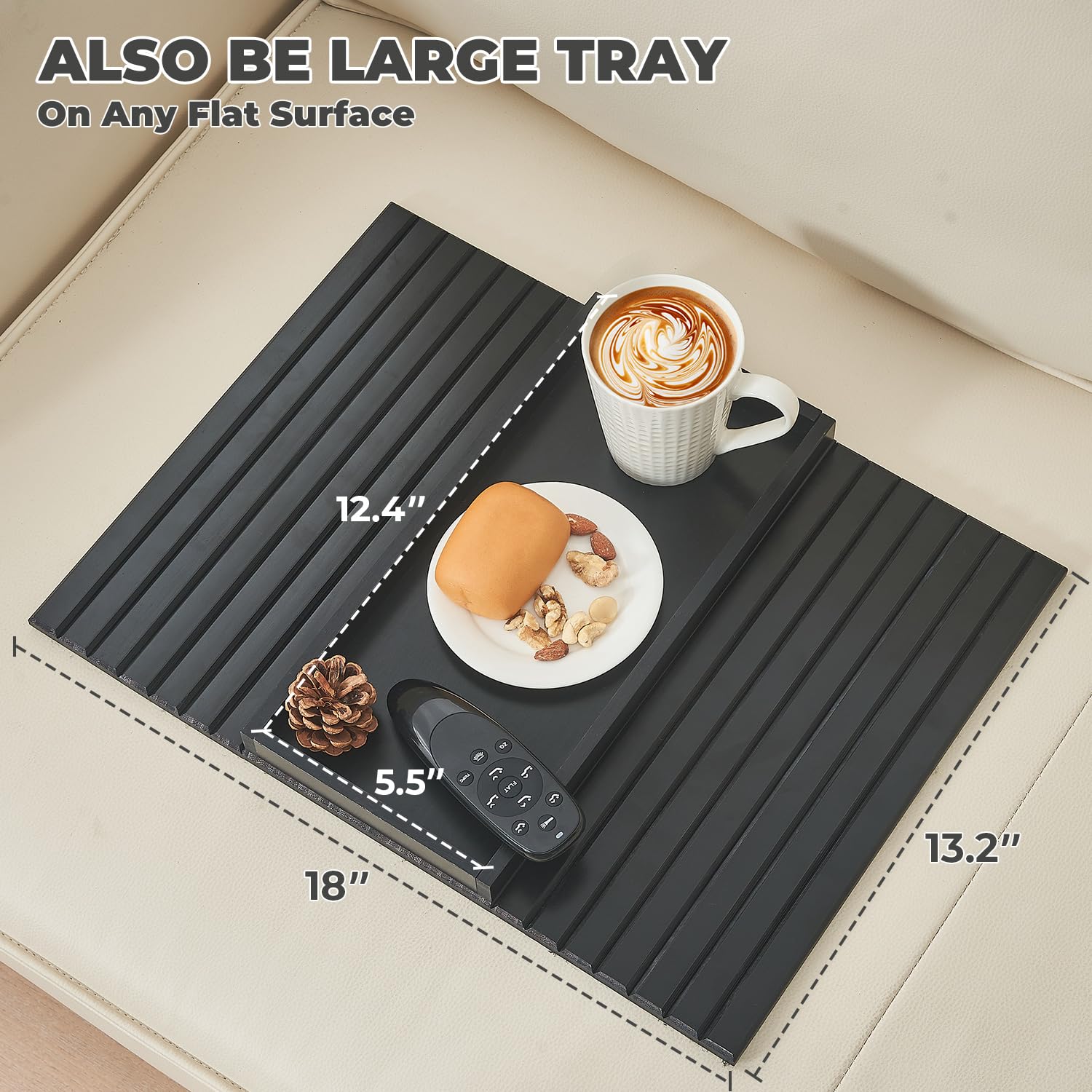 LOVYANXUE Bamboo Sofa Arm Tray, Anti Falling Couch Arm Tray Table, Foldable Couch Armrest Table, Portable Sofa Armrest Trays Cup Holder for Drink