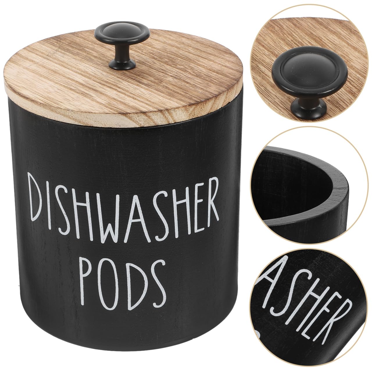 Zerodeko Round Dishwasher Pod Holder with Lid Laundry Storage Container Lidded Storage Box for Dishwasher Tablets Laundry and Small Beads Kitchen