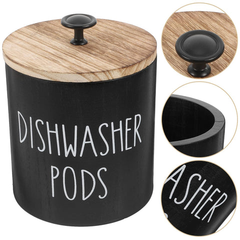 Zerodeko Round Dishwasher Pod Holder with Lid Laundry Storage Container Lidded Storage Box for Dishwasher Tablets Laundry and Small Beads Kitchen