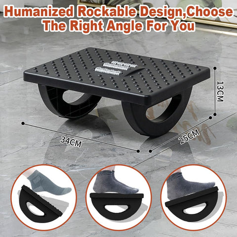 Lighterday Ergonomic Foot Stool - Adjustable Under Desk Foot Rest with Roller Massage (Black)