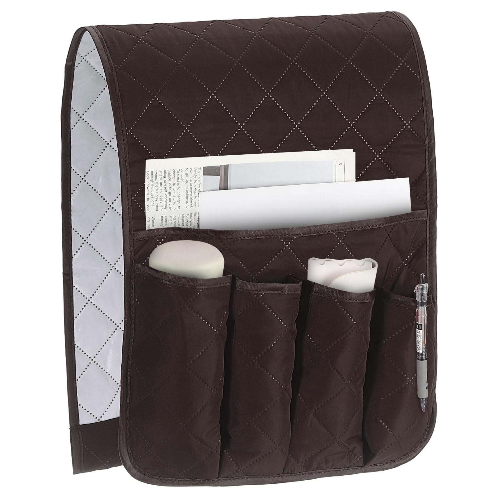 sourcing map 1 Pcs Recliner Armchair Caddy, Couch Armrest Organizer with 5 Pockets for Bedside Sofa Remote Control Holders Magazine Phone Book
