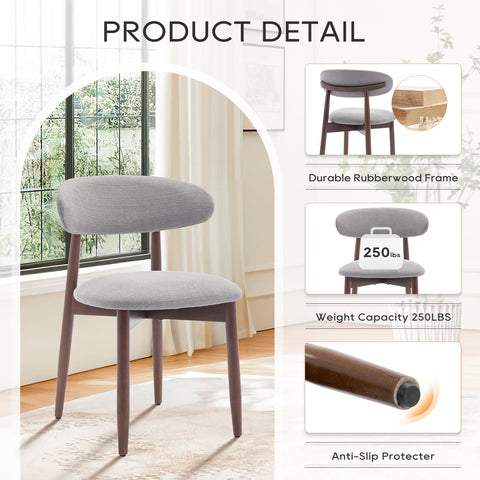 COLAMY Modern Dining Chairs Set with Wooden Legs – Upholstered Fabric Dining Room Chairs with Curved Backrest, Soft Cushion Seat
