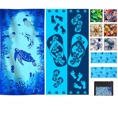 JAODFK 2 Pcs Microfibre Beach Towel 71"X32" Quick Dry Lightweight Sand Free Extra Large Turtle Towels Travel Essentials For Adults Womens Swim Bath