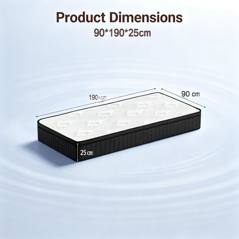 Vipbear Single Mattress 3FT, 10 Inch Hybrid Memory Foam & Sprung Mattress in a Box, Medium Firm, 90 x 190 x 25cm