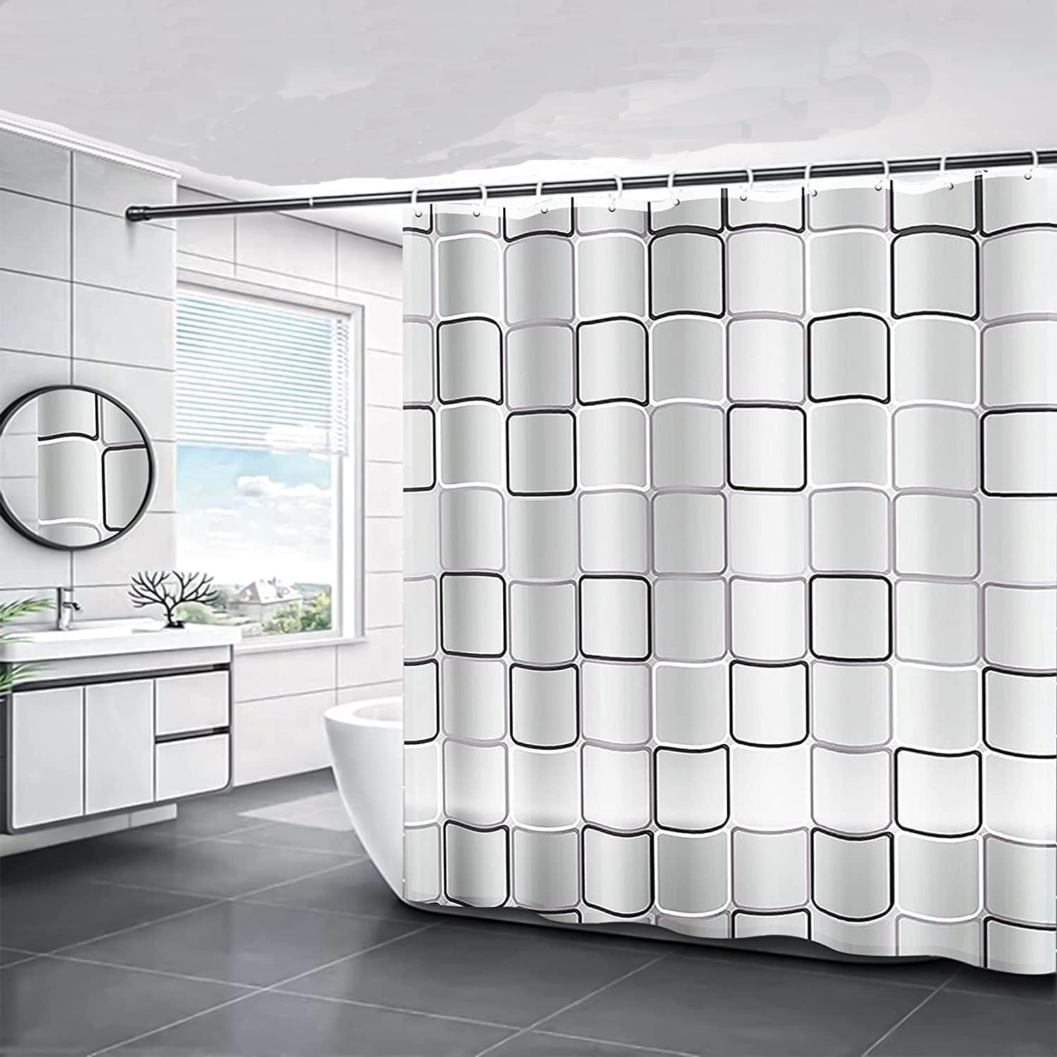 HUIBOHOU Shower Curtain, Mould Proof and Mildew Resistant Washable Bathroom Curtains, Shower Curtain for Bathroom, Bath Curtains with Hooks